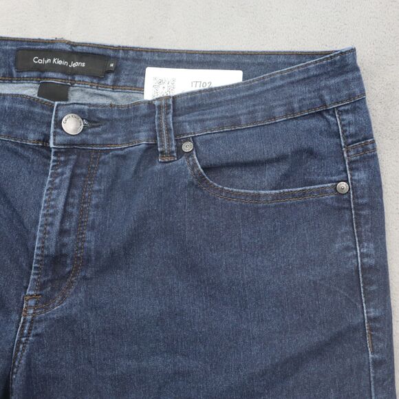 Calvin Klein Pants Womens 14 Blue Straight Mid Rise Button Dark Wash Denim Jeans - Picture 11 of 16